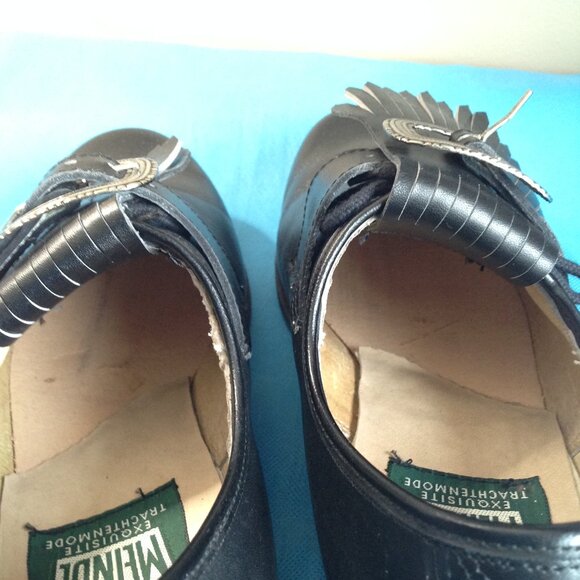 Vintage Meindl Exquisite Trachtenmode Fringe Leather Oxford Buckle Shoes 43